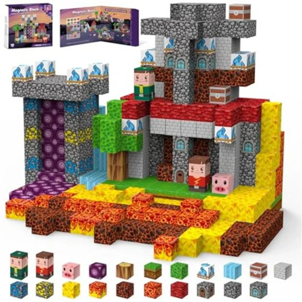 Kids Magnetic Building Blocks Magnet Tiles with Adventure World Blocks Toy